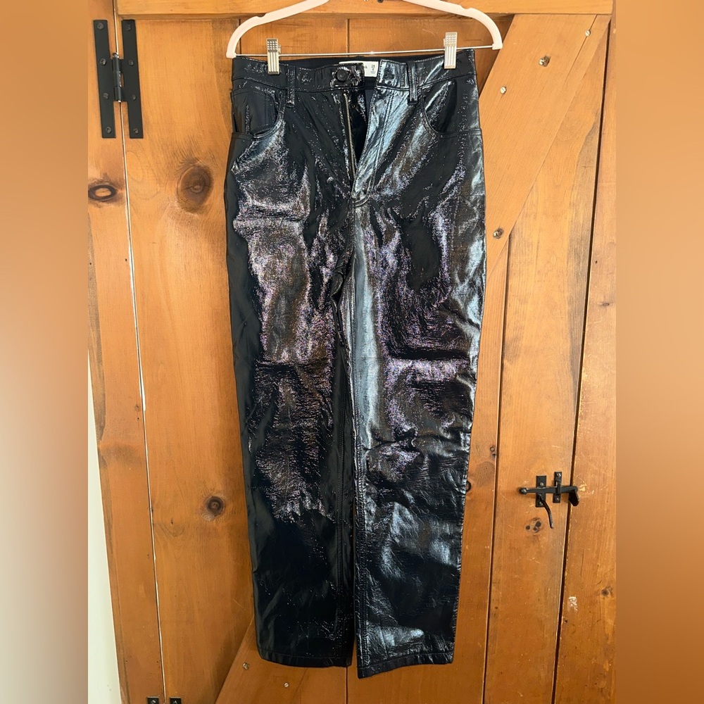 Abercrombie & Fitch 90's Straight Ultra High-Rise Coated Blue Pants Sz 28/6